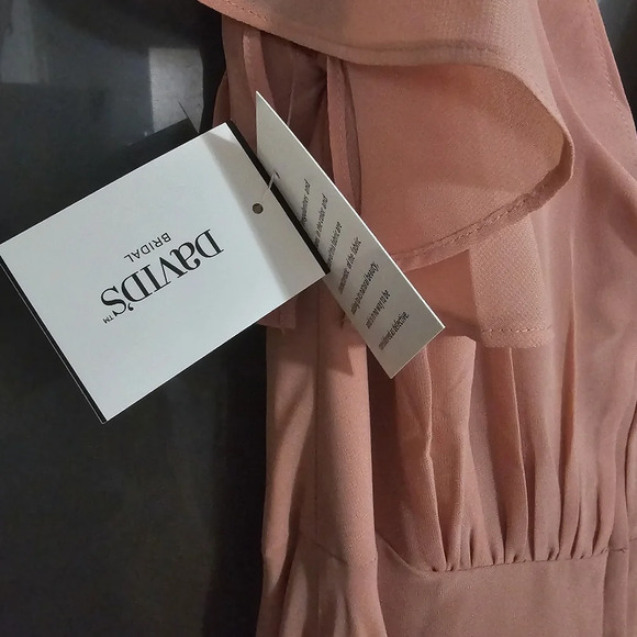 DAVIDS BRIDAL | NWT Chiffon flutter sleeve Desert Coral F20065 size 10 - Picture 6 of 9